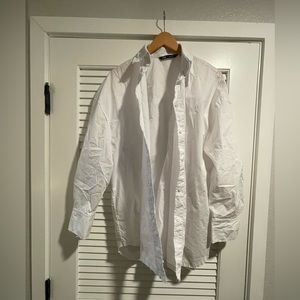 Women’s oversized white button down
